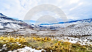 Winter Landscape in the semi desert of the Thompson River Valley between Kamloops and Cache Creek in central British Columbia