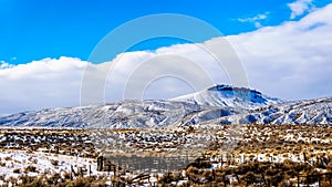 Winter Landscape in the semi desert of the Thompson River Valley between Kamloops and Cache Creek in central British Columbia