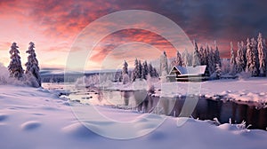 Winter landscape that shows the euphoria of snowfall and evokes a wonderful tranquility