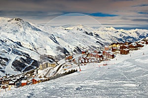 Winter landscape and ski resort in the French Alps,Europe