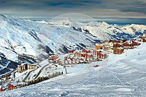 Winter landscape and ski resort in the French Alps,Europe