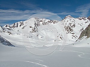 Winter landscape for skitouring in otztal alps in austria