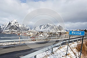 Winter landscape of small fishing port Reine on Lofoten Islands, Norway