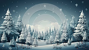 Winter landscape with a small village by the river at night. Vector illustration. generate AI