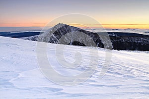 Winter landscape with Snezka photo