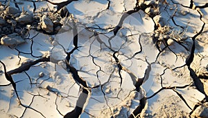 Winter landscape snow covered tree branches against blue sky generated by AI