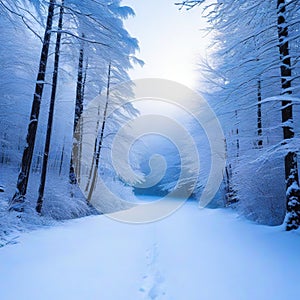 winter landscape in the snow covered trees in the forest in