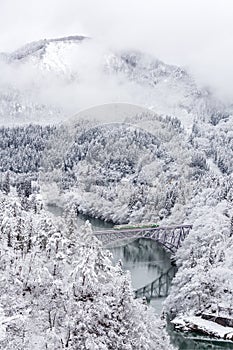 Winter landscape train