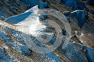 Winter landscape of snow mountain against blue sky in South island, New Zealand