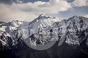 Winter landscape snow mountain with blue sky from Leh Ladakh India