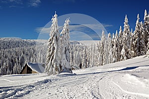 Zimná krajina so snehom v horách