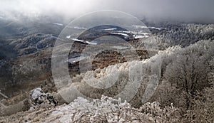 Winter landscape with snow in mountains, Sitno