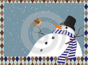 Winter landscape with a snowman