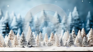 Winter landscape with snowy trees and snowflakes. 3d rendering