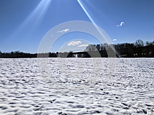 Winter Landscape with Sunbeams