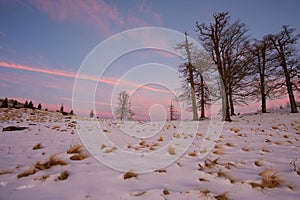 Winter landscape after sunset