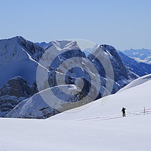 Winter landscape in the Swiss Alps.