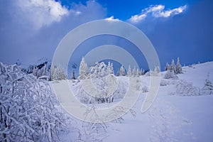 Winter landscape in the Tatra Mountains. Gasienicowa Valley area
