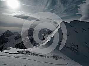 Winter landscape tennengebirge in austrian alps