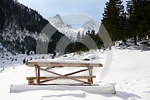 Winter landscape in the Transylvanian Alps