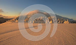 Winter landscape in the Velka Fatra mountains, fresh snow, a paradise for skiers.