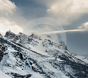 Winter Landscapes Canadian - Snow Covered Peaks near Lake Louise Banff National Park Alberta Canada