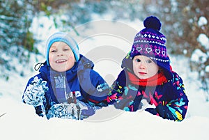Winter Lifestyle Concept - Kids Having Fun in Park