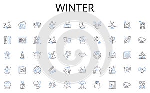Winter line icons collection. Integration, Accessibility, Compatibility, Interoperability, Scalability, Flexibility photo