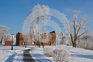 Winter Loshitsa park, Minsk, Belarus