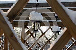 Winter with lots of snow in Russian countryside