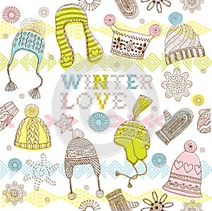 Winter Love Seamless Pattern