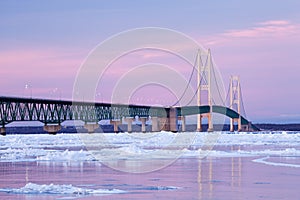 Winter, Mackinac Bridge
