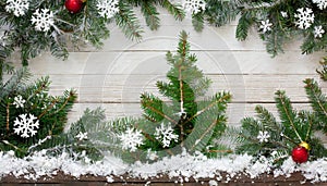 Winter magic: Christmas tree in white wood