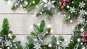 Winter magic: Christmas tree in white wood
