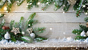 Winter magic: Christmas tree in white wood