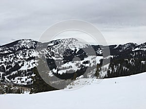 Winter majestic views around Wasatch Front Rocky Mountains, Brighton Ski Resort, close to Salt Lake and Heber Valley, Park City, U