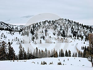 Winter majestic views around Wasatch Front Rocky Mountains, Brighton Ski Resort, close to Salt Lake and Heber Valley, Park City, U