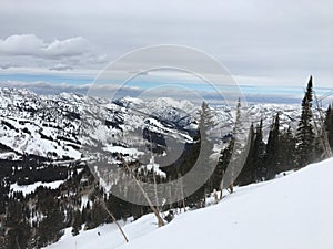 Winter majestic views around Wasatch Front Rocky Mountains, Brighton Ski Resort, close to Salt Lake and Heber Valley, Park City, U