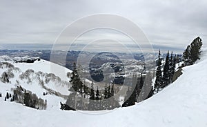 Winter majestic views around Wasatch Front Rocky Mountains, Brighton Ski Resort, close to Salt Lake and Heber Valley, Park City, U