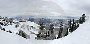 Winter majestic views around Wasatch Front Rocky Mountains, Brighton Ski Resort, close to Salt Lake and Heber Valley, Park City, U