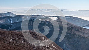 winter Mala Fatra mountain range panorama from Klak hill in Slovakia