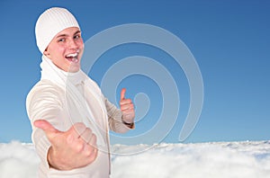 Winter man gesture ok