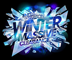 Winter massive clearance sale design, end of season advertising banner