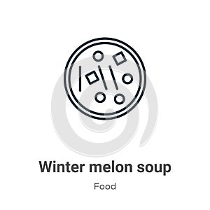 Winter melon soup outline vector icon. Thin line black winter melon soup icon, flat vector simple element illustration from