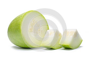 Winter melon, White gourd, Winter gourd, Ash gourd, tallow gourd, ash pumpkin, on white background