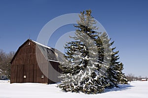 Winter Midwest Farm Scene