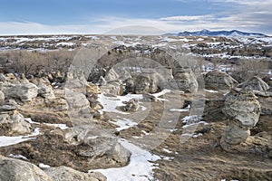 Winter at the Milk River Valley in Writing on Stone Provincial Park