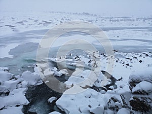 Winter minimalist landscape snow storm