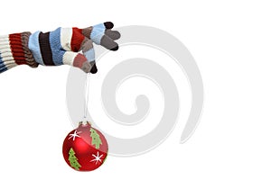 Winter mitten with Christmas ball