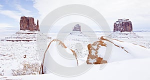 winter The Mittens and Merrick Butte, Monument Valley National P